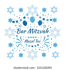 Bar Mitzvah invitation or congratulation card. jewish holiday, vector illustration