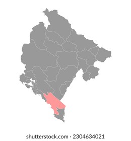 Mapa de colegios de abogados, subdivisión administrativa de Montenegro. Ilustración vectorial.