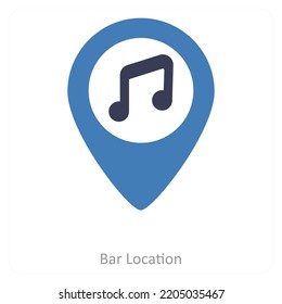 Bar And Music Location icon concept