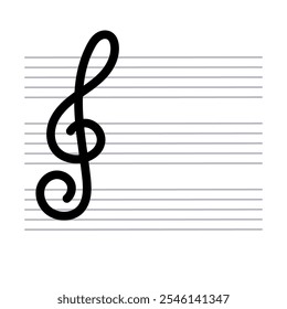 A bar musical note. Treble clef, a symbol of music.