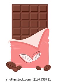 Сhocolate bar on isolated background. Chocolate. World chocolate day. Vector.