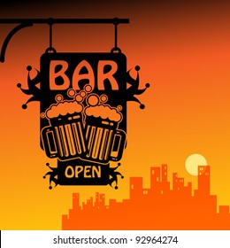 Bar open, vector illustration