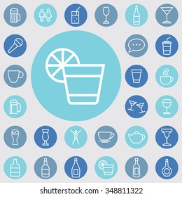 bar outline, thin, flat, digital icon set for web and mobile