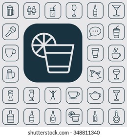bar outline, thin, flat, digital icon set for web and mobile