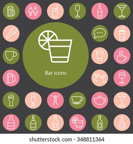 bar outline, thin, flat, digital icon set for web and mobile