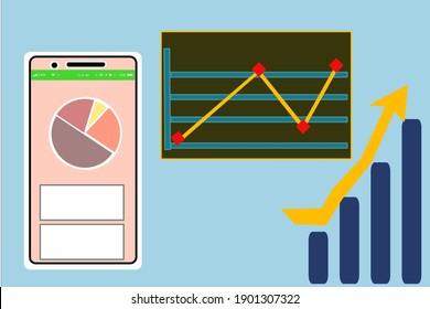 concepto de diagrama de crecimiento de datos de gráficos empresariales de gráficos de barras y gráficos circulares 