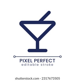 Bar pixel perfect linear ui icon. Drinking cocktail. Hotel service. Public place. GUI, UX design. Outline isolated user interface element for app and web. Editable stroke. Poppins font used