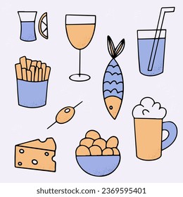 Bar, pub clip art, set of elements,pattern