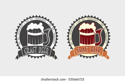 Bar or pub logo, badge or label template with craft beer glass