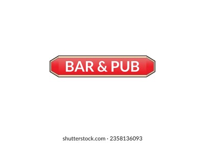 Bar  pub red ribbon label banner. Open available now sign or Bar  pub tag.