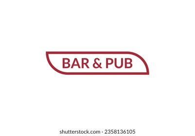 Bar  pub red ribbon label banner. Open available now sign or Bar  pub tag.