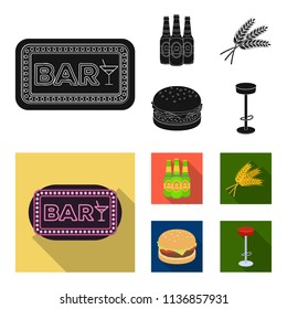 Bar, pub, restaurant, cafe .Pub set collection icons in black, flat style vector symbol stock illustration web.
