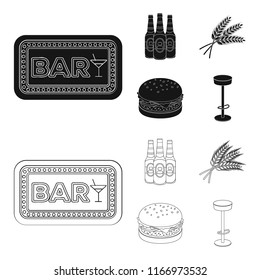 Bar, pub, restaurant, cafe .Pub set collection icons in black,outline style vector symbol stock illustration web.