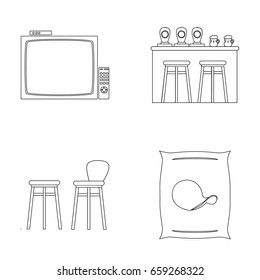 Bar, pub, restaurant, cafe .Pub set collection icons in outline style vector symbol stock illustration web.