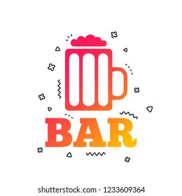 Bar or Pub sign icon. Glass of beer symbol. Alcohol drink symbol. Colorful geometric shapes. Gradient beer icon design.  Vector