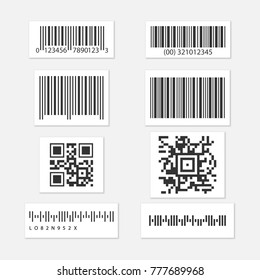 Bar and qr code. Set vector sticker.