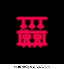 Bar red glowing neon ui ux icon. Glowing sign logo vector