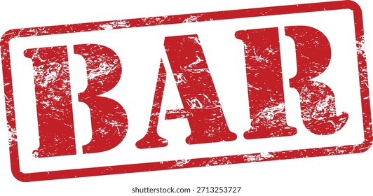 Bar Red Grunge Text Stamp in Rectangular Border
