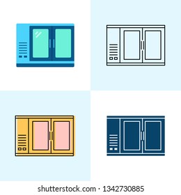 Bar refrigerator icon set in flat and line styles