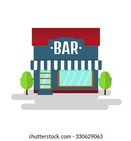 Bar or restaurant flat style building. Vector illustration.