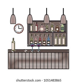 bar restaurant interior shelf counter beverage alcohol and glass cups