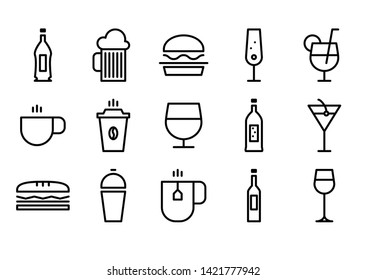 Bar Restaurant Line Icon Set