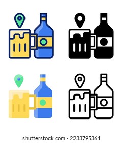 Bar and restaurant. pointer and location icons. vector