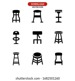 icono del asiento de la barra o logotipo símbolo de signo aislado ilustración vectorial - Colección de iconos vectoriales de estilo negro de alta calidad
