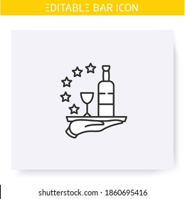 Bar Service Line Icon. High Quality, Reputation, Feedback. Restaurant, Cafe Or Bar Star Rating. Cocktail Party And Drinking Establishment Concept. Isolated Vector Illustration. Editable Stroke 