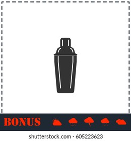 Bar shaker icon flat. Simple vector symbol and bonus icon