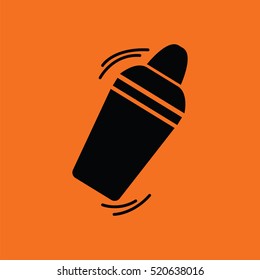 Bar shaker icon. Orange background with black. Vector illustration.
