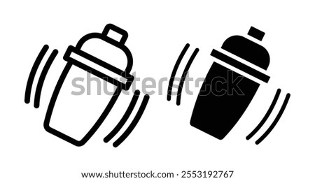 Bar shaker Icon set in black filled and line.