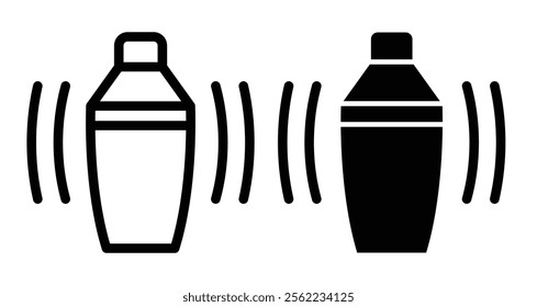 Bar shaker Icons pack in outlined and flat versions