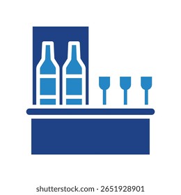 Bar Shelf dual tone blue color icon, mini illustration for relaxation, party, pubs and bars UI, UX kit, app and web development, digital or print.