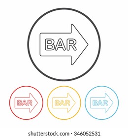 Bar shop sign line icon