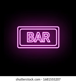 Bar sign neon icon. Simple thin line, outline vector of casino icons for ui and ux, website or mobile application