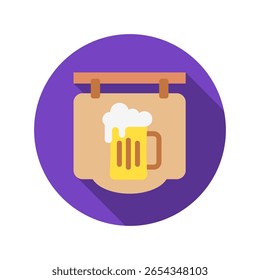 Icono de color plano redondeado de Bar Sign, mini ilustración para relajación, fiesta, estilo de vida, pubs y bares UI, kit de UX, desarrollo de App y Web, digital o impreso.