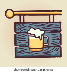 Bar Signage symbol.
St.Patrick's day elements icon. 
Colored cartoon illustration.Vector design for web design, mobile app, stickers and games.