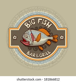 Cartel de barras con fondo de pescado, ilustración vectorial