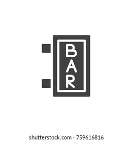 Bar signboard icon vector, filled flat sign, solid pictogram isolated on white. Symbol, logo illustration