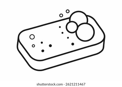 Bar Soap With Bubbles Line Art Vector Illustration