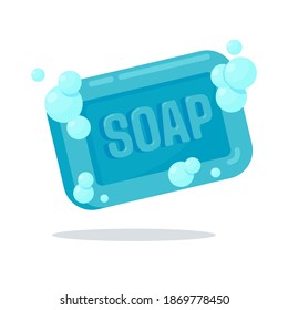 Bar soap with soap bubbles to wash your hands thoroughly to kill the coronavirus.