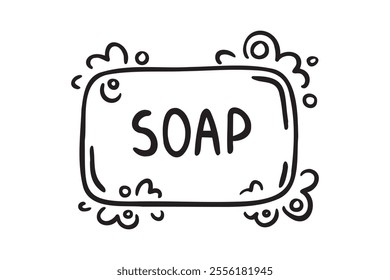 bar soap doodle hand drawn icon. Outline drawing bar soap line clipart symbol. Vector illustration
