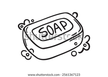 bar soap doodle hand drawn icon. Outline drawing bar soap line clipart symbol. Vector illustration
