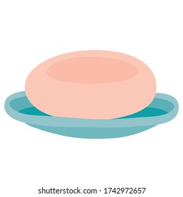 bar of soap, flat, isolated object on a white background, vector illustration,