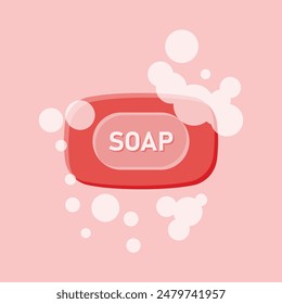 Bar of soap with foam icon in flat style. Cosmetic product for hygienic vector illustration on isolated background. Toiletries sign business concept.