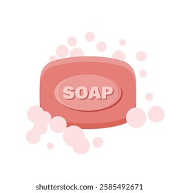 Bar of soap with foam icon in flat style. Cosmetic product for hygienic vector illustration on isolated background. Toiletries sign business concept.
