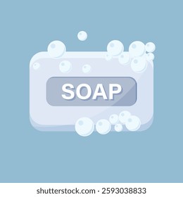 Bar of soap with foam icon in flat style. Cosmetic product for hygienic vector illustration on isolated background. Toiletries sign business concept.