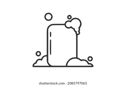 Bar of soap with foam isolated on white background. Vector illustration.