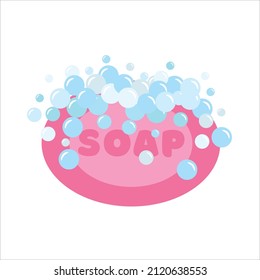 Bar of soap with foam isolated on white background